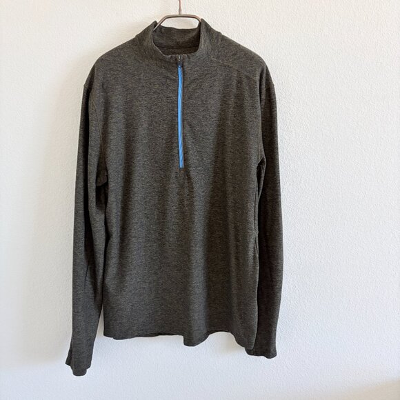 Lululemon Mens Large "Surge Warm 1/2 Zip" Running Top Heather Utilitarian/Black - Picture 3 of 15